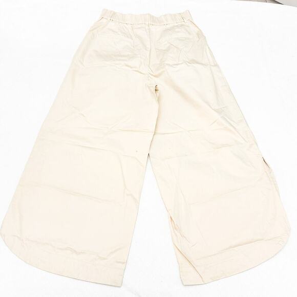 Zara Cream Wide Leg Zippered Cotton Pants SZ M NWOT - Picture 3 of 6
